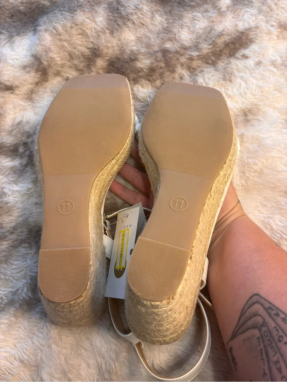 a new day White Braided Espadrille Wedge Sandals